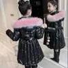Fur Collar Long Hooded Parka 2021 Girls' Winter Jacket Bright Color Cotton Coat Girl Children's wear TZ873 H0909