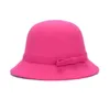 2015 Vogue signore donne ragazze vintage lana feltro bowler derby fedora trilby bowknot fedoras cappello cappello per donna Y1118