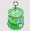 Wholesale Porcelain Plates British Luxury High-end Classical Green Fruit Cake Dinner Plate & Dish Set
