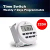 TIMERS AC 220V Veckovis 7 dagar Programmerbar Digital Time Switch Relay Timer Control DIN Rail Mount för Electric Appliance