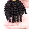 Crochet Tranças Varinha Curl Afro Kinky Buff Cabelo Humano Desenhar String Pony Tail Jet Black 120G140G160G