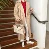 Koreansk dubbel-breasted Trench Coat Kvinnor Vår Höst Långärmad Slå ner Krage Coats Ladies Fashion Khaki Windbreaker 210525