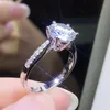 Обручальные кольца 925 Серебряное кольцо классическое кольцо Классическое стиль круглое вырезка с одним рядом годовщина помолвки 1CT 2CT 3CT 220920