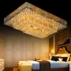 Moderne atmosfeer gouden ledcrystal plafondverlichting lampen slaapkamer lamp verlichting led restaurant rechthoek woonkamer kroonluchter droplight
