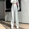 Casual High Waist Loose Wide Leg Pants for Women Spring Autumn Female Floor-Length White Suits Pants Ladies Long Trousers 211008