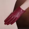 Guantes sin dedos Pantalla táctil Cuero genuino Mujer Estilo delgado Más terciopelo Mantener caliente Conducir Corto Espesar Piel de oveja FL001