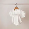 Infant Toddler Girls Romper Onesie White Cotton Korean Baby Clothing for Summer Fashion Blouse Tops 210529
