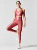 Ljus Yoga Training Set Women Sportwear Workout Kläder Glänsande kostym för Fitness Gym Kläder Sport Outfit Kvinna ActiveWear 210813