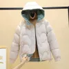 GRELLER Short Winter Jacket Women Parkas Coat Hooded Solid Autumn Warm Puffer Clothing 211008