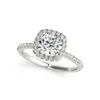 LESF Luxe 1 Carat Halo 925 Solid Sterling Zilver Hoge Setting Ronde Cut Sona Engagement Trouwring