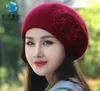 Nouveau produit plus velours chaud lapin laine chapeau automne femmes doux et mignon perle béret chapeau GC498