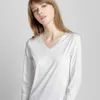 SuyaDream Women Solid T shirts Cotton and Silk mix Plain O neck Long Sleeved Shirts Autumn Winter Basic Top 210722