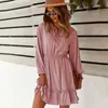 Fairy dress early autumn new half - court skirt fashion casual and comfortable long sleeve waist dresses