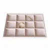 21types Beige Velvet Jewelry Storage Tray Boxes Necklace Pendant Bracelet Case Earring Rings Showcase Bangle Props Holder For Christmas Valentine's Day Gifts