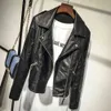 Jocoo Jolee Femmes Mode Automne Hiver Noir Slim Cool Lady PU Faux Vestes en cuir Femme Zipper Cropped Manteaux en cuir Outwear 210518