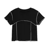 Streetwear Summer Women's T Shirt Short Sleeve Slim Crewneck Pullover Tees Female Patchwork Design E-Girl Crop Tops 210515