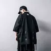 Men Jacket for Hip Hop Jacker Open Stitch Thin Coat Windbreaker Streetwear Ribbons Japanese Samurai Loose Cotton 211217