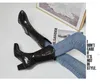 Spiczaste buty palce gęste zwykłe środkowe obcasy Mid Calf Knight PU skórzane poślizg na wysokim bootach wszechstronna jesienna zima Podróż 5 5