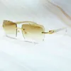 2022 fabrik Großhandel Neue Diamant Cut Männer Zubehör Luxus Designer Randlose Sonnenbrille Vintage Shades Brillen Gafas De Sol Mujer