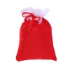 10 * 15 cm Joyeux Noël Rouge Cadeau Sac Solide Couleur Santa Sack Cordon Sac À Main Arbre De Noël Bonbons Emballage Sacs T2I52879