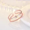 Anello in oro rosa 18 carati a doppio strato con fascia per dito, grosso, aperto, regolabile, con diamanti, anelli di fidanzamento, gioielli di moda, regalo, Will e Sandy, argento rosa dorato