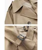 Mulher Khaki Trench Casaco Outono Moda Marca Clássico Estilo Britânico Lady Belted Oversize Longo Jaqueta Loose Outerwear Qualidade 210608