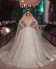 Arabska Suknia ślubna Linia Koronki Sheer Długie Rękawy Retro Suknie Ślubne z Veil Vestido de Novia