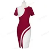 Nice Forever New Spring Elegant Styly Contrast Color Patchwork Office Work Wordidos Business Bodycon Женщины платье B571 210322