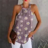 Frauen Casual Floral Print Neckholder Tanks Elegante Baumwolle und Leinen Off the Shoulder Westen Vintage Slim Bluse Tops 210428