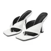 Tofflor Comemore 2023 Ladies Summer Outdoor Flip Flops Slides slip-on skor kvinnor fyrkantiga tå höga klackar sandaler modepumpar