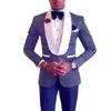 Две части Royal Blue Men's Poleka Dotka Groomsmen Shawal Mens Mens костюм для свадебного жениха смокинг выпускного вечера (Blazer + брюки) x0909