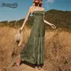 Solid Frill Trim Backless Casual Strapless Jumpsuits Women Summer Loose Sleeveless Holiday style Jumpsuit 210510
