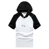 Sommar Oversize Men Hoodies Kortärmad Hooded Sweatshirt Pullover Mäns Blus Pullover 4XL Hip Hop Tee Toppar Man Patchwork 210728