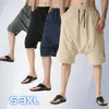 2021 été hommes nouvelle mode sarouel mâle couleur Pure respirant Vintage coton lin pantalon hommes lâche maison décontracté Shorts X0705