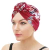 Fleur Imprimer Musulman Twist Tressé Noeud Turban Foulard Bandanas Beanie Cancer Chemo Cap Headwrap Perte De Cheveux Accessoires