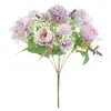 Dekoratif Çiçek Çelenkleri Ev Dekorasyonu Sahte 7 Başlık Şakayık Gül Hidrangea Yapay Buket İpek Çiçek Gelin El Düğün Kapalı Dec
