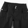 QWEEK Niska talia Rise Jean Vintage Black Y2K Spring Denim Spodnie Moda Harajuku Baggy Spodnie 90. Estetyka 210809
