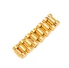 Top Quality Size 8-12 Hip Hop Band Ring Men's Stainless Steel Gold Color Watchband Link Style 210701