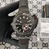 Hammerhead Shark Diver 3203-500LE-3/93 DLC PVD Orologio da uomo automatico Cassa in acciaio Quadrante rosso nero Marcatori a bastone bianchi Cinturino in caucciù 4 Stili Orologi Puretime PTUN F02c3