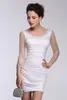 Sheath Jewel Ivory Women's Cocktail Dress Mini Short Sexy Illusion Långärmad Beaded Evening Party Dresses