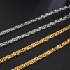 Gold Silver Byzantine Flat Necklace Stainless Steel Link Chain For Men Jewelry,Length 22'' Width 6 mm