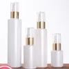 100PCs tomma 20 ml parfymflaskor 30ml 60ml 100ml 120 ml Vit glaspump Lotion Spray Bottle Gold Färglock