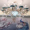 Modern Chandelier Ceramic Light Luxury Atmosphere Villa vardagsrum med strålkastare Hem Trapplampor Glaskristall för ljuskronor