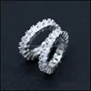 Band ringen sieraden wit vergulde clear cz zirkoon voor vrouwen meisjes geschenken glanzend kristal bruiloft verlovingsring drop levering 2021 93BUP