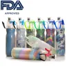 Double-Wall Insulated Bottle, 600ml Misting Water Bottle, FDA Approved BPA-Free 20 oz