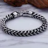 Men Big Size Link Jewelry Braided Leather Stainless Steel Woven Chain Width 8mm Cable Twine Bracelet 23cm