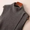 Spring And Autumn Cashmere Knitted Vest Round Neck Wool Waistcoat Women Long Loose Sweater Sleeveless Outer Wear Women's Vests