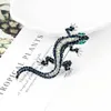 Pins, Brooches Unique Gecko Brooch Blue Zircon Eyes Silver Color Inlay Crystal Rose For Women Jewelry Rhinestone Animal Zinc Alloy