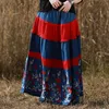 Aelegantmis Chinese Style Handmade Embroidery Long Skirt Women Ethnic Vintage Linen Casual Ladies Fashion Plus Size s 210607