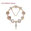 18 19 20CM Magic charm Beads rose Gold Strands multi strand beaded bracelet 925 Silver plated snake chain Key pendant as a Diy jew260G